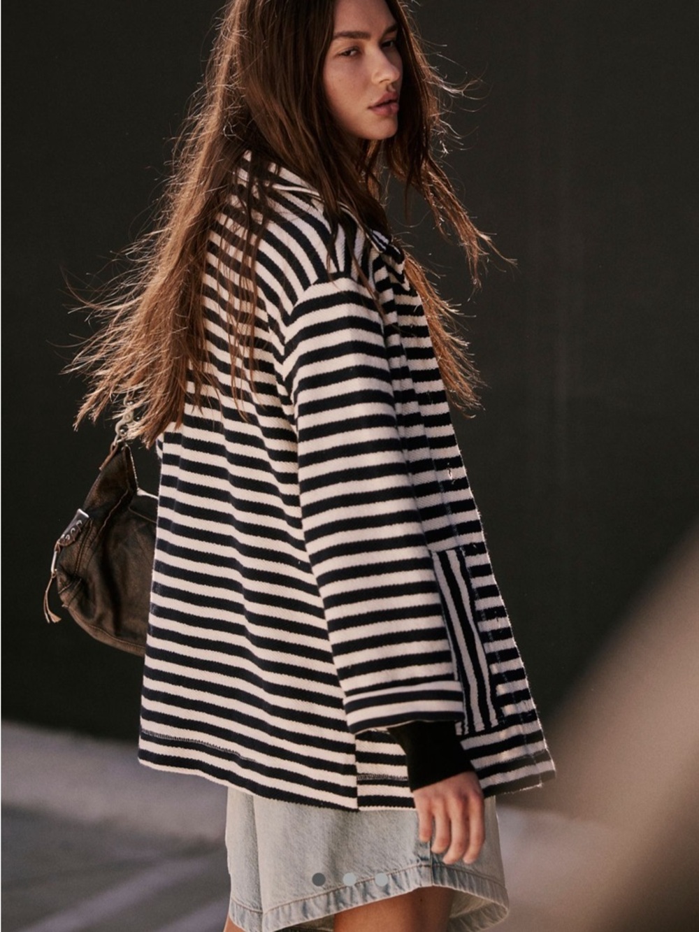 Free People Black and White Striped Cardigan Jacket